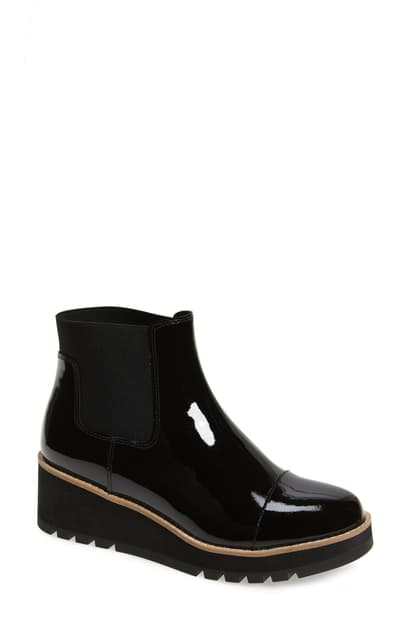 patent leather wedge boots