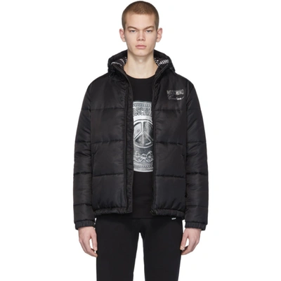 Moschino Padded Hooded Jacket In A1555 Black
