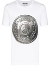 Moschino Peace Coin Logo Print T-shirt In White