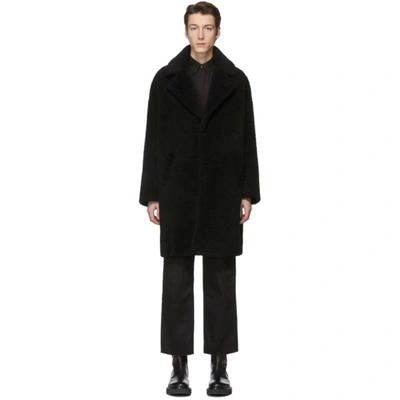Givenchy Shearling Single-breasted Coat In 976 Blk/red