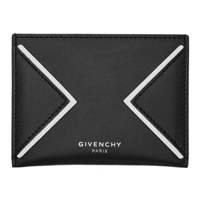 Givenchy Logo Credit Leather Card Holder In 004 Blk/wht