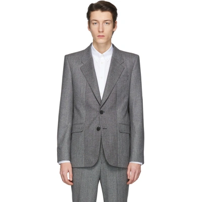 Givenchy Contrast-check Wool Blazer In 004 Blk/wht