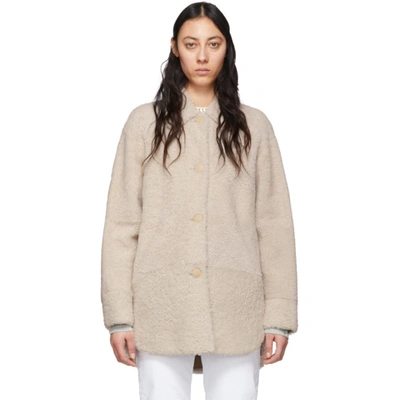 Isabel Marant Sarvey Shearling Jacket In 23ec Ecru