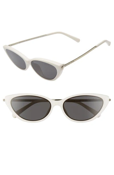 Michael Kors 57mm Flat Front Cat Eye Sunglasses In Bone/ Grey Solid