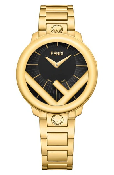 Fendi Run Away Bracelet Watch, 36mm In Gold/ Black/ Gold