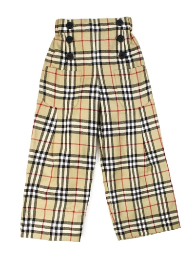 Burberry Kids' Icon Stripe Cotton Sailor Trousers In Beige