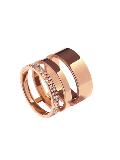 Repossi Gold Ring 3 Rows Pink