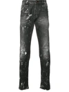 Philipp Plein Paint Splattered Slim-fit Jeans In Black