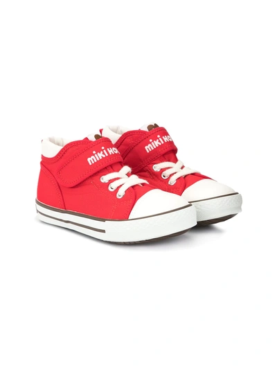 Miki House Kids' Logo Hi-top Sneakers In Red