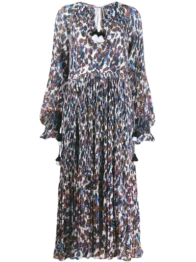 Derek Lam 10 Crosby Nemea Pleated Speckled Floral Maxi Dress In Ivory