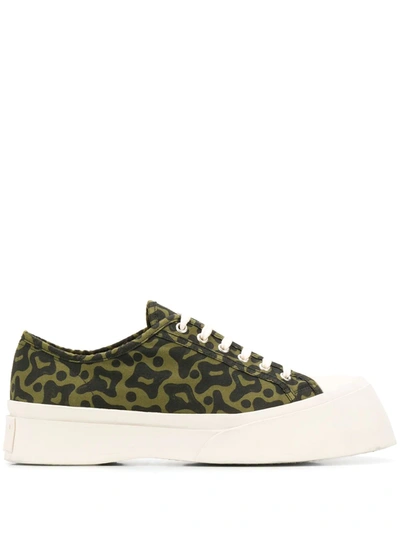 Marni Graphic Print Sneakers In Military Green