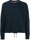 Thom Browne Drawstring Waist Sweatshirt In Blue
