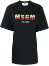 Msgm Sequined Logo T-shirt In Black