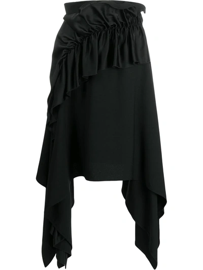 Christopher Kane Crepe And Satin Frill Skirt In Black