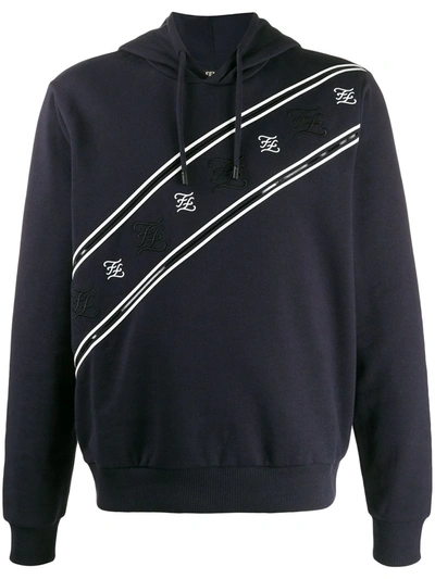 Fendi Kalligraphy Motif Hoodie In Blue