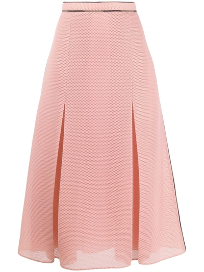 Fendi Fold Mesh Flared Skirt In Pink