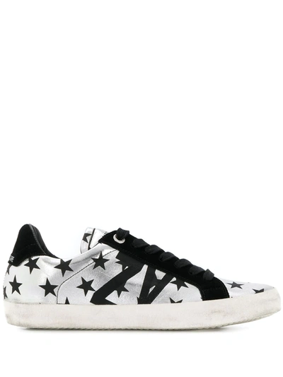 Zadig & Voltaire Low Top Used Stars Trainers In Silver
