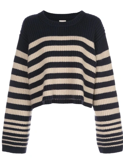 Khaite Dotty Striped Relaxed-fit Jumper In Blue