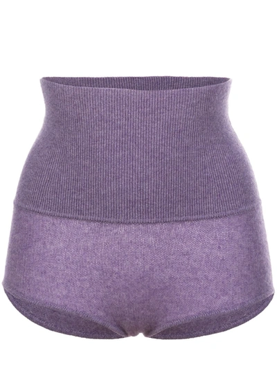 Khaite Belinda High-rise Wool Shorts In Purple