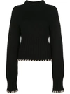 Khaite Colette Contrast-whipstitching Wool Jumper In Black