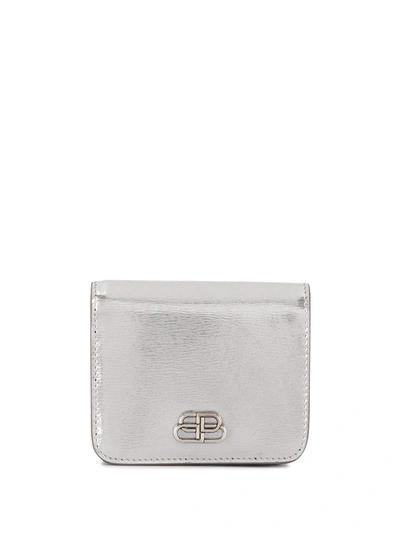 Balenciaga Bb Flap Wallet In Silver