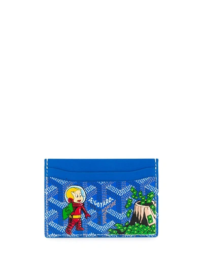 Pre-owned Goyard 2000s  Cartoon-print Cardholder In Blue