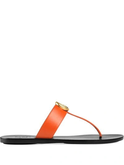 Gucci Marmont Gg Thong Sandals In Orange