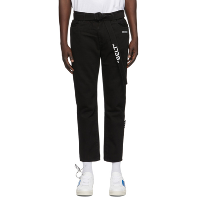 Off-white Low Crotch Cotton Denim Slim Jeans In Black