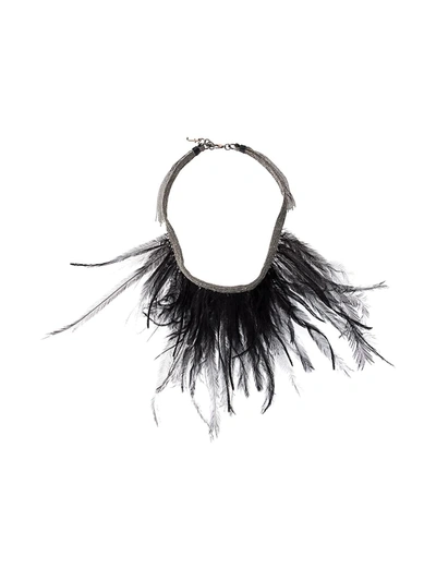 Fabiana Filippi Feather-embellished Necklace In Black