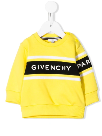 Givenchy Babies' Logo Print Sweatshirt In Yellow