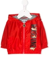 Moschino Babies' Logo Print Zip-up Jacket In Red