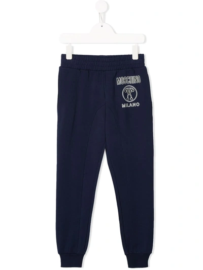 Moschino Kids' Logo Printed Track Trousers In Blue