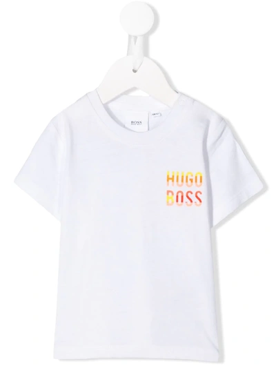 Hugo Boss Babies' Contrast Logo T-shirt In White