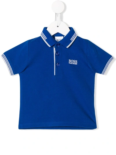 Hugo Boss Babies' Embroidered Logo Polo Shirt In Blue