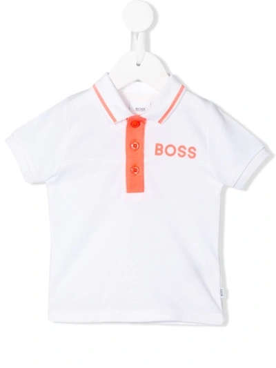 Hugo Boss Babies' Logo-print Polo Shirt In White