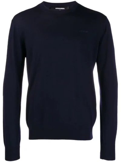 Dsquared2 Crew Neck Wool Jumper In Blue
