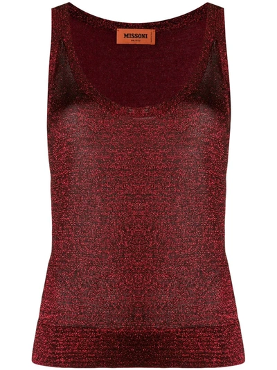 Missoni Metallic Weave Vest Top In Red