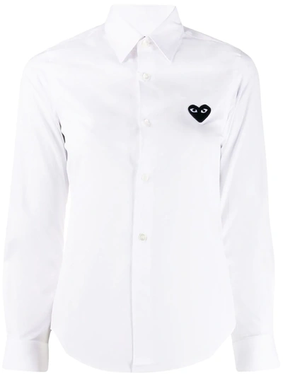 Comme Des Garçons Play Long Sleeve Logo Shirt In White