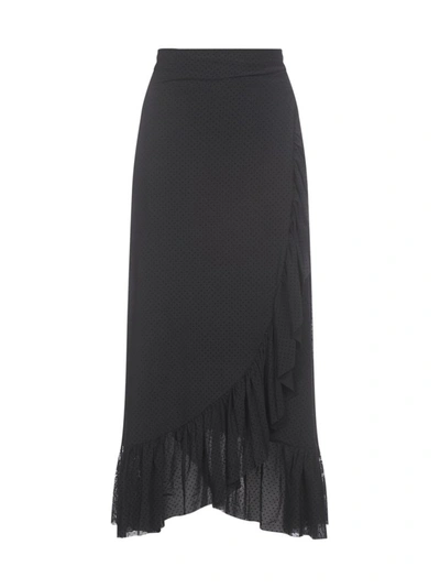 Ganni Crepe Wrap Skirt In Black