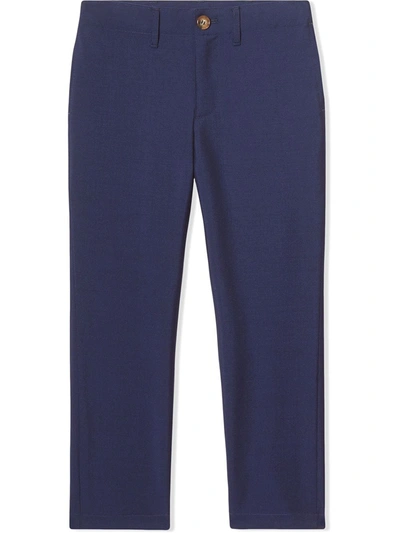 Burberry Kids' Wool Mohair Tailored Trousers In Blue
