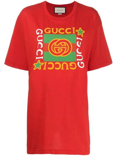 Gucci Oversized Logo Print T-shirt In Red
