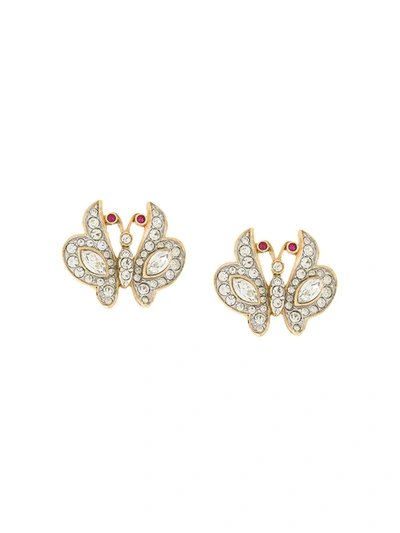 Pre-owned Susan Caplan Vintage 1980s Attwood & Sawyer Butterfly Earrings In Gold