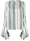 Lanvin Awning Stripe Blouse In Green