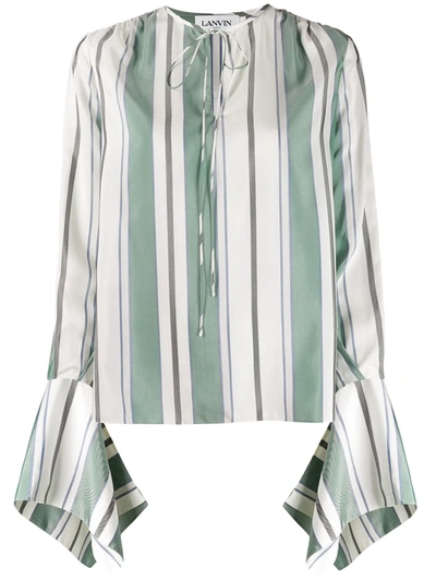 Lanvin Awning Stripe Blouse In Green