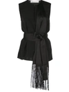 Victoria Victoria Beckham Asymmetric Fringe Blouse In Black