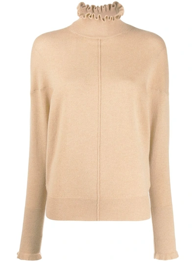 Chloé Ruffled-neck Knitted Jumper In Neutrals