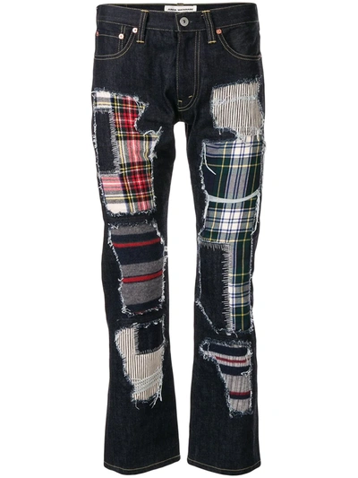 Pre-owned Junya Watanabe Distressed Patchwork Jeans In Blue