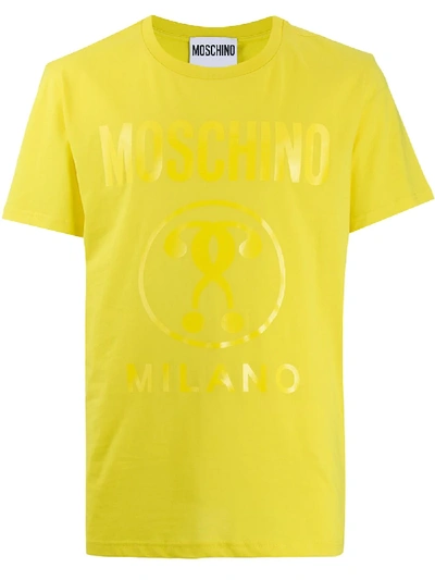 Moschino Double Question Mark Logo T-shirt In Yellow