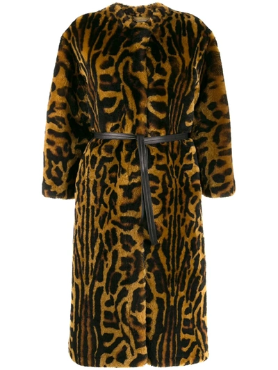 Givenchy Leopard Print Faux Fur Coat In Brown