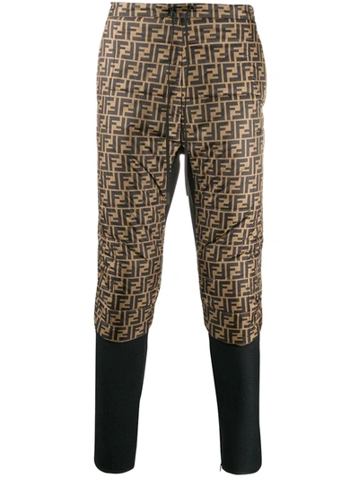 Fendi Ff Panels Track Pants In Black,brown